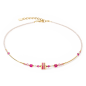 Coeur de Lion - Collier Geocube acier doré et cristaux - Ref 4355/10-0416
