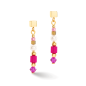 Coeur de Lion - Boucles d'oreilles acier doré et cristaux rose - Ref 4355/21-0416