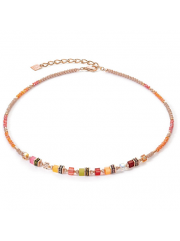 Coeur de Lion - Collier Geocube acier doré rose - Ref 4562/10-1585
