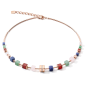 Coeur de Lion - Collier acier inoxydable quartz et cristal multicolore - Ref 5058/10-1561