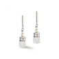 Coeur de Lion - Boucles d'oreilles geocube acier cristaux gris - Ref 5086/21-1400