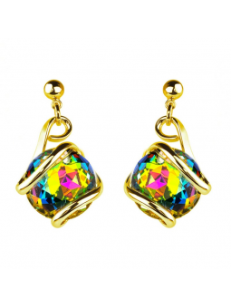 Marazzini - Boucles d'oreilles métal doré, cristal vitrail - Ref GOCHEVMOE1