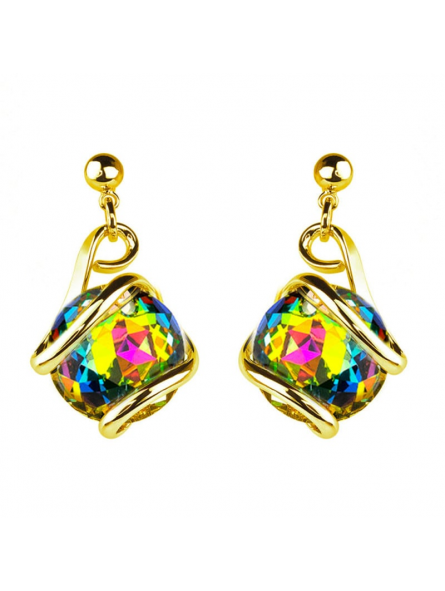 Marazzini - Boucles d'oreilles métal doré, cristal vitrail - Ref GOCHEVMOE1