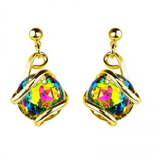 Marazzini - Boucles d'oreilles métal doré, cristal vitrail - Ref GOCHEVMOE1