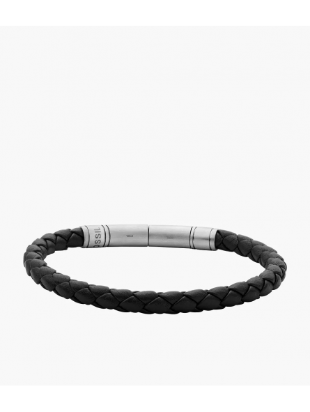 Fossil - Bracelet Vintage Casual Homme - Cuir Marron et Acier Argenté - Ref JF04089040