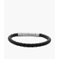 Fossil - Bracelet Vintage Casual Homme - Cuir Marron et Acier Argenté - Ref JF04089040