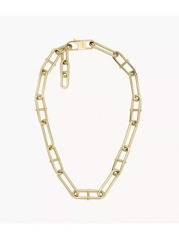 Fossil - Collier chaîne Heritage D-Link acier inoxydable doré - Ref JF04102710