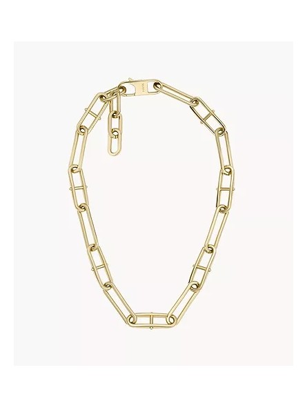 Fossil - Collier chaîne Heritage D-Link acier inoxydable doré - Ref JF04102710