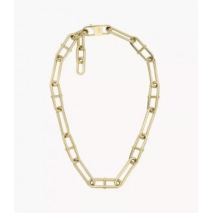Fossil - Collier chaîne Heritage D-Link acier inoxydable doré - Ref JF04102710