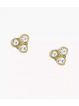 Fossil - Boucles d'oreilles sadie acier doré verre blanc - Ref JF04110710