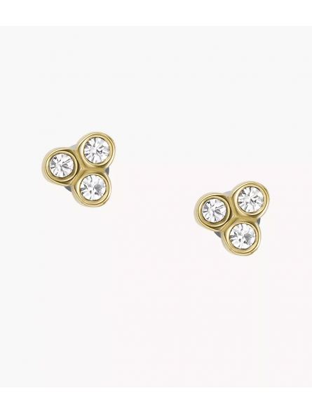Fossil - Boucles d'oreilles sadie acier doré verre blanc - Ref JF04110710