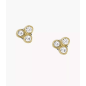 Fossil - Boucles d'oreilles sadie acier doré verre blanc - Ref JF04110710