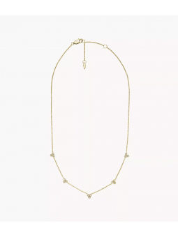 Fossil - Collier sadie acier doré oxyde de zirconium blanc - Ref JF04115710