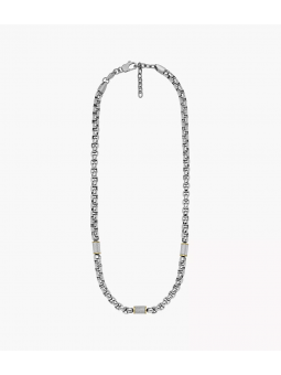 Fossil - Collier all stacked up acier gris - Ref JF04145998