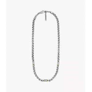 Fossil - Collier all stacked up acier gris - Ref JF04145998