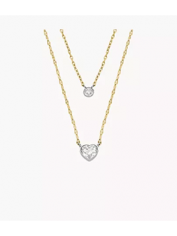 Fossil - Collier chaine sadie tokens of affection acier doré et oxydes - Ref JF04357998