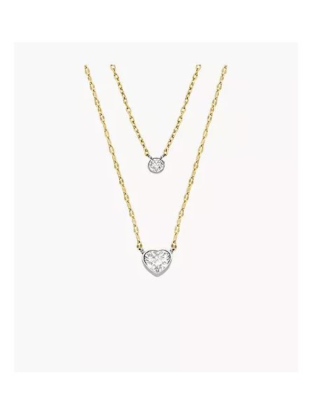 Fossil - Collier chaine sadie tokens of affection acier doré et oxydes - Ref JF04357998