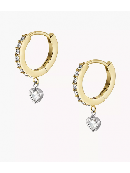 Fossil - Créoles tokens of affection acier doré et oxydes - Ref JF04358998