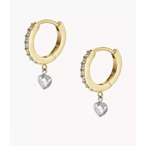 Fossil - Créoles tokens of affection acier doré et oxydes - Ref JF04358998