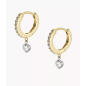 Fossil - Créoles tokens of affection acier doré et oxydes - Ref JF04358998