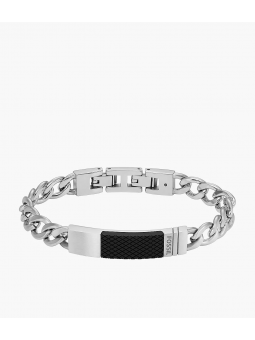Fossil - Bracelet Textured Plaque Homme - Acier Argenté - Ref JF04411040