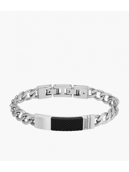 Fossil - Bracelet Textured Plaque Homme - Acier Argenté - Ref JF04411040
