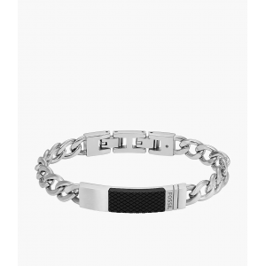 Fossil - Bracelet Textured Plaque Homme - Acier Argenté - Ref JF04411040