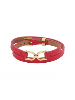Fossil - Bracelet heritage d link bande cuir rouge - Ref JF04436710