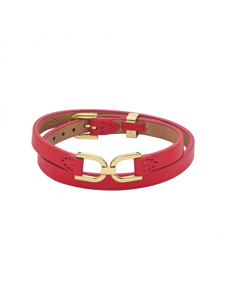 Fossil - Bracelet heritage d link bande cuir rouge - Ref JF04436710