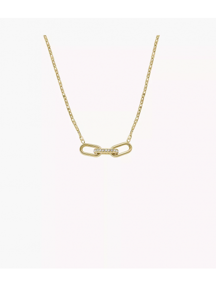 Fossil - Collier chaîne Heritage D-Link acier inoxydable doré - Ref JF04523710