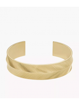 Fossil - Bracelet jonc harlow linear texture en acier doré - Ref JF04535710