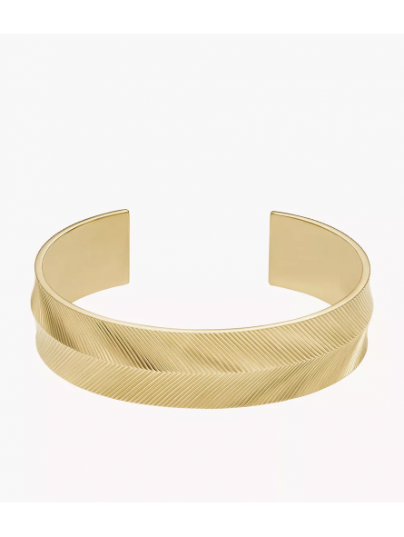 Fossil - Bracelet jonc harlow linear texture en acier doré - Ref JF04535710