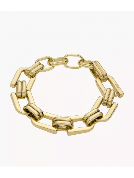 Fossil - Bracelet chaîne Heritage D-Link en acier inoxydable doré - Ref JF04573710