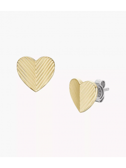 Fossil - Puces d'oreilles harlow linear coeur en acier doré - Ref JF04654710