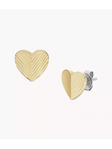 Fossil - Puces d'oreilles harlow linear coeur en acier doré - Ref JF04654710
