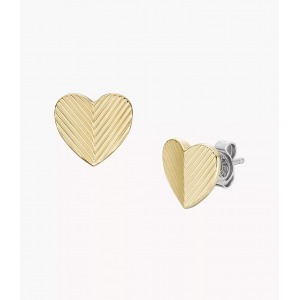Fossil - Puces d'oreilles harlow linear coeur en acier doré - Ref JF04654710