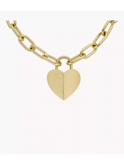 Fossil - Collier chaine seasonal sparkle coeur acier doré - Ref JF04656710