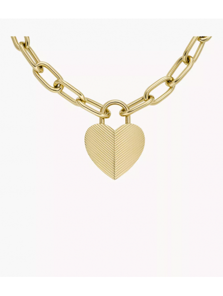 Fossil - Collier chaine seasonal sparkle coeur acier doré - Ref JF04656710