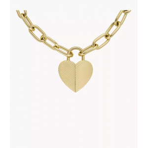 Fossil - Collier chaine seasonal sparkle coeur acier doré - Ref JF04656710