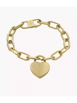 Fossil - Bracelet chaine harlow coeur en acier doré  - Ref JF04658710