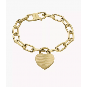 Fossil - Bracelet chaine harlow coeur en acier doré  - Ref JF04658710