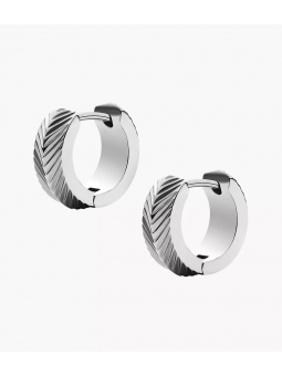 Fossil - Créoles harlow linéar texture acier moyen modèle - Ref JF04666040