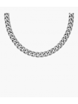 Fossil - Collier chaîne Harlow Linear Texture acier inoxydable gris - Ref JF04696040