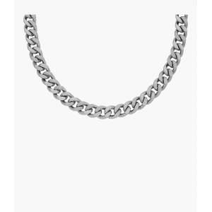 Fossil - Collier chaîne Harlow Linear Texture acier inoxydable gris - Ref JF04696040