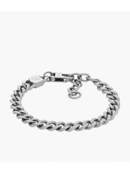 Fossil - Bracelet chaîne Harlow Linear Texture acier inoxydable gris - Ref JF04697040
