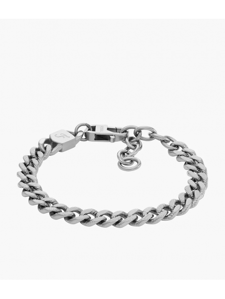 Fossil - Bracelet chaîne Harlow Linear Texture acier inoxydable gris - Ref JF04697040