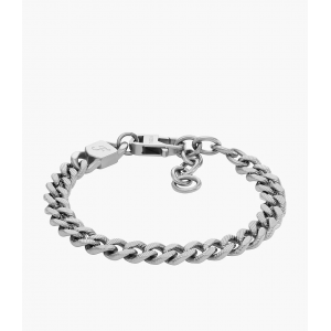 Fossil - Bracelet chaîne Harlow Linear Texture acier inoxydable gris - Ref JF04697040