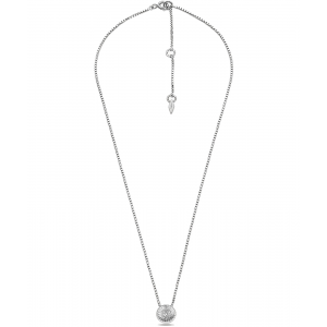 Fossil - Collier pendentif circulaire texturé Argent - Ref JFS00618040