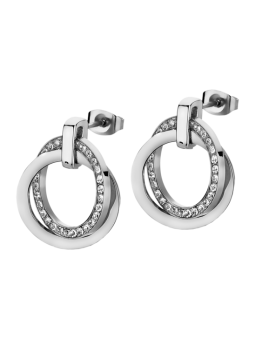 Lotus - Boucles d'oreilles Urban démi créoles acier argenté oxyde de zirconium - Ref LS1780-4/1