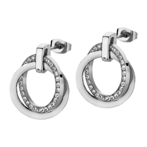 Lotus - Boucles d'oreilles Urban démi créoles acier argenté oxyde de zirconium - Ref LS1780-4/1